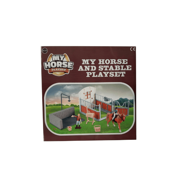 My horse stable play set with horse, 2 characters pretend play