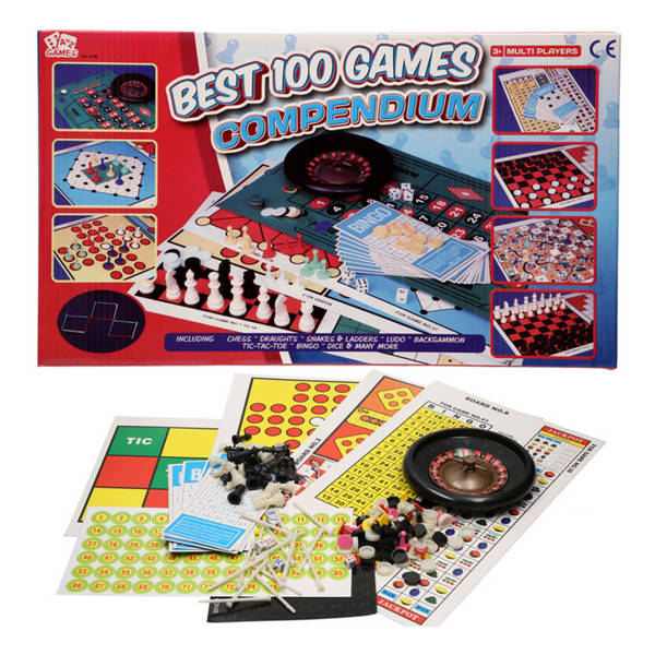 100 Game Compendium Set Snakes And Ladders Ludo