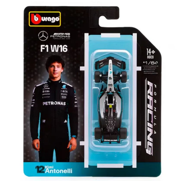 Burago 1/64 Mercedes-Benz W16 F1 2025 #12 Kimi Antonelli Diecast Model