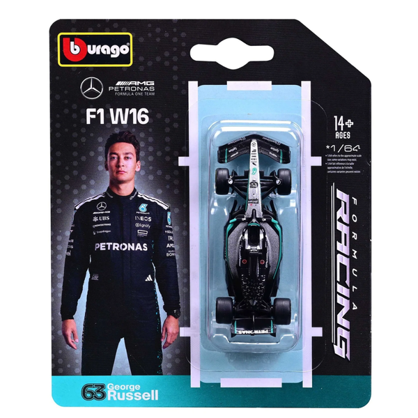 Burago Mercedes F1W16 Car n° 63 - George Russell 2025 Scale 1/64 model car