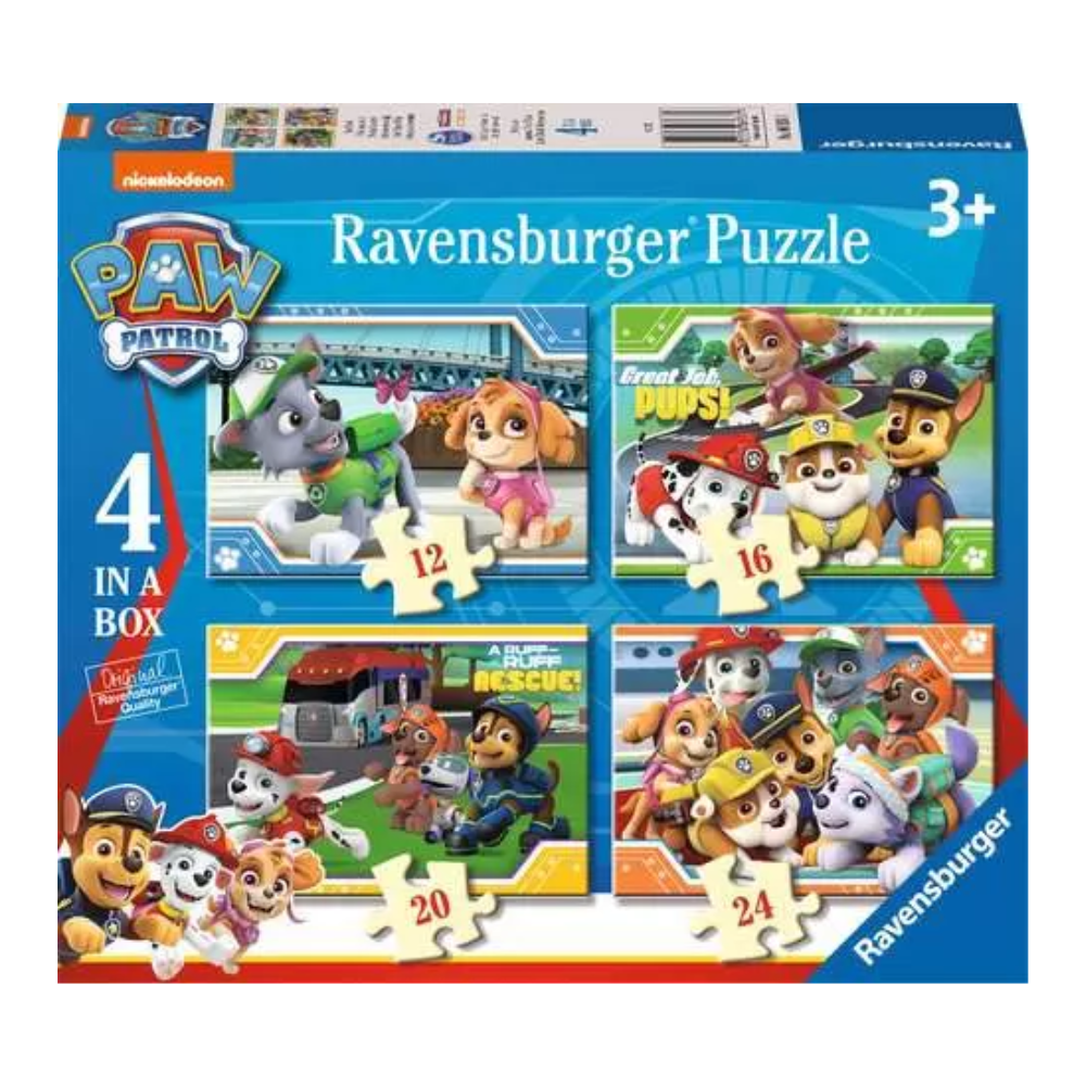 Ravensburger Children’s Puzzle Paw Patrol, 4 in a Box - 12 + 16 + 20 + 24 Pieces Puzzle