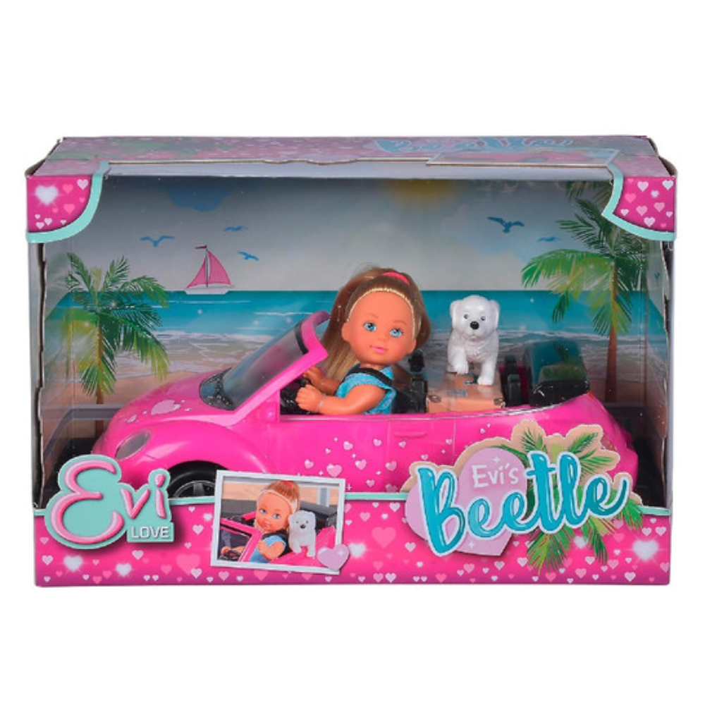 Evi Love Evi's Pink Beetle With Doll And Pet Accessories