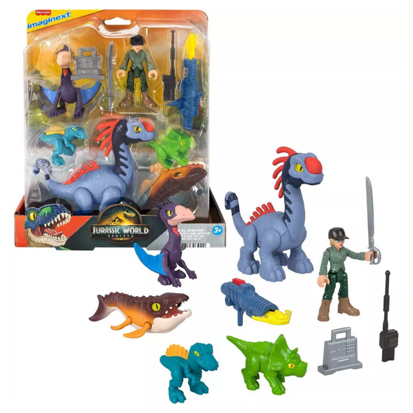 Fisher-Price Imaginext Jurassic World Rebirth Set with 6 Action Figures Launcher and Accessories