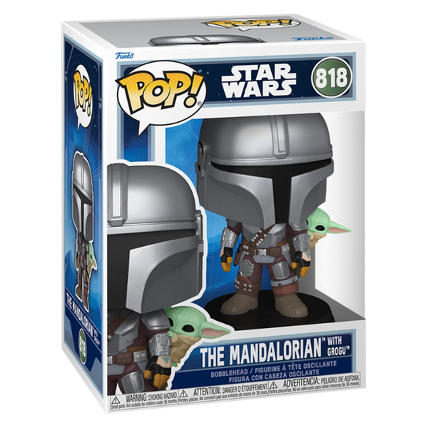 Funko Pop Vinyl The Mandalorian With Grogu On Back 818 The Mandalorian & Grogu