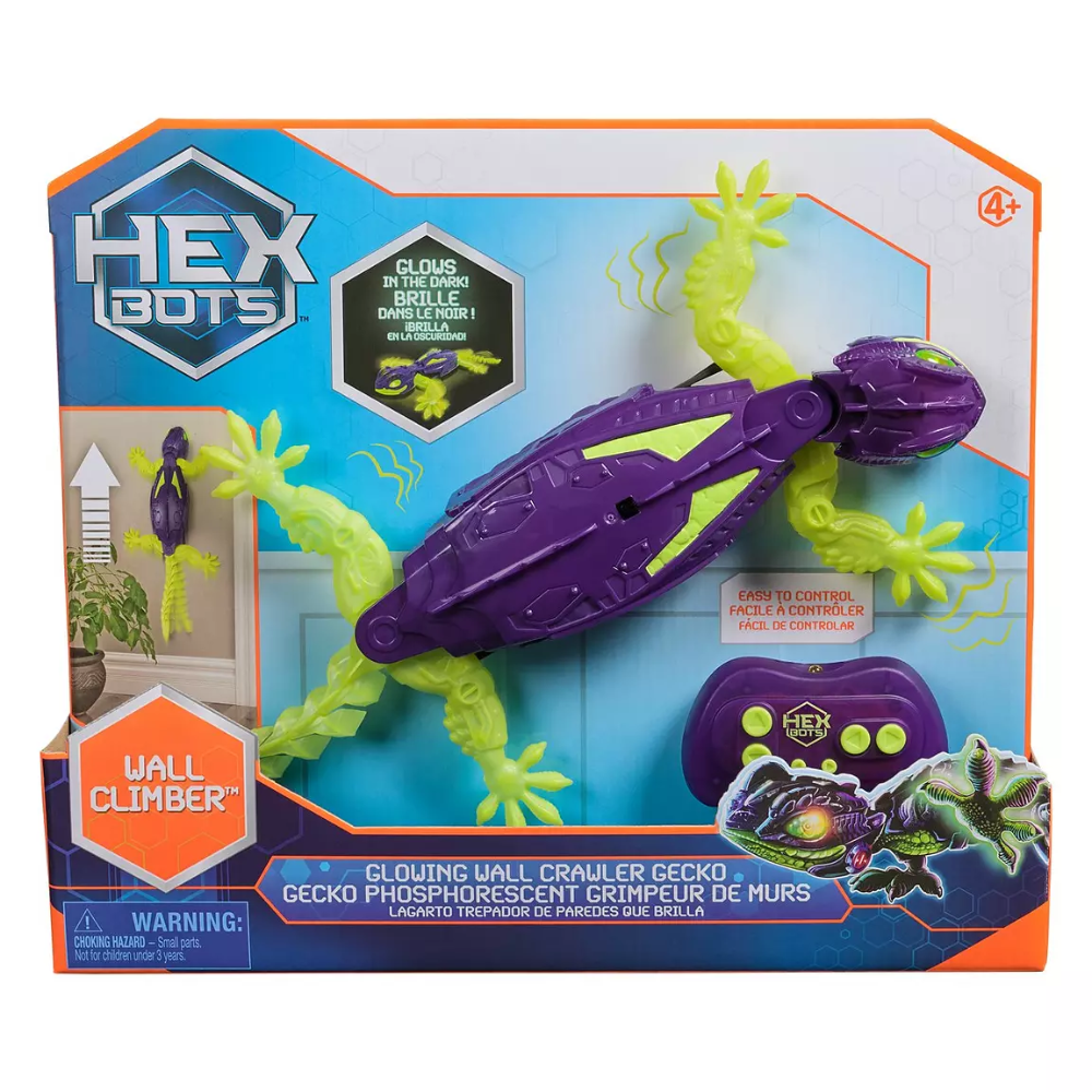 Hex Bots Glow In The Dark Wall Crawler Gecko Remote Control Toy