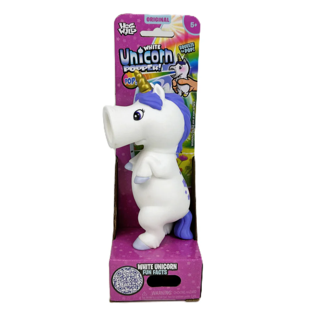 Hog Wild White Unicorn Popper Toy