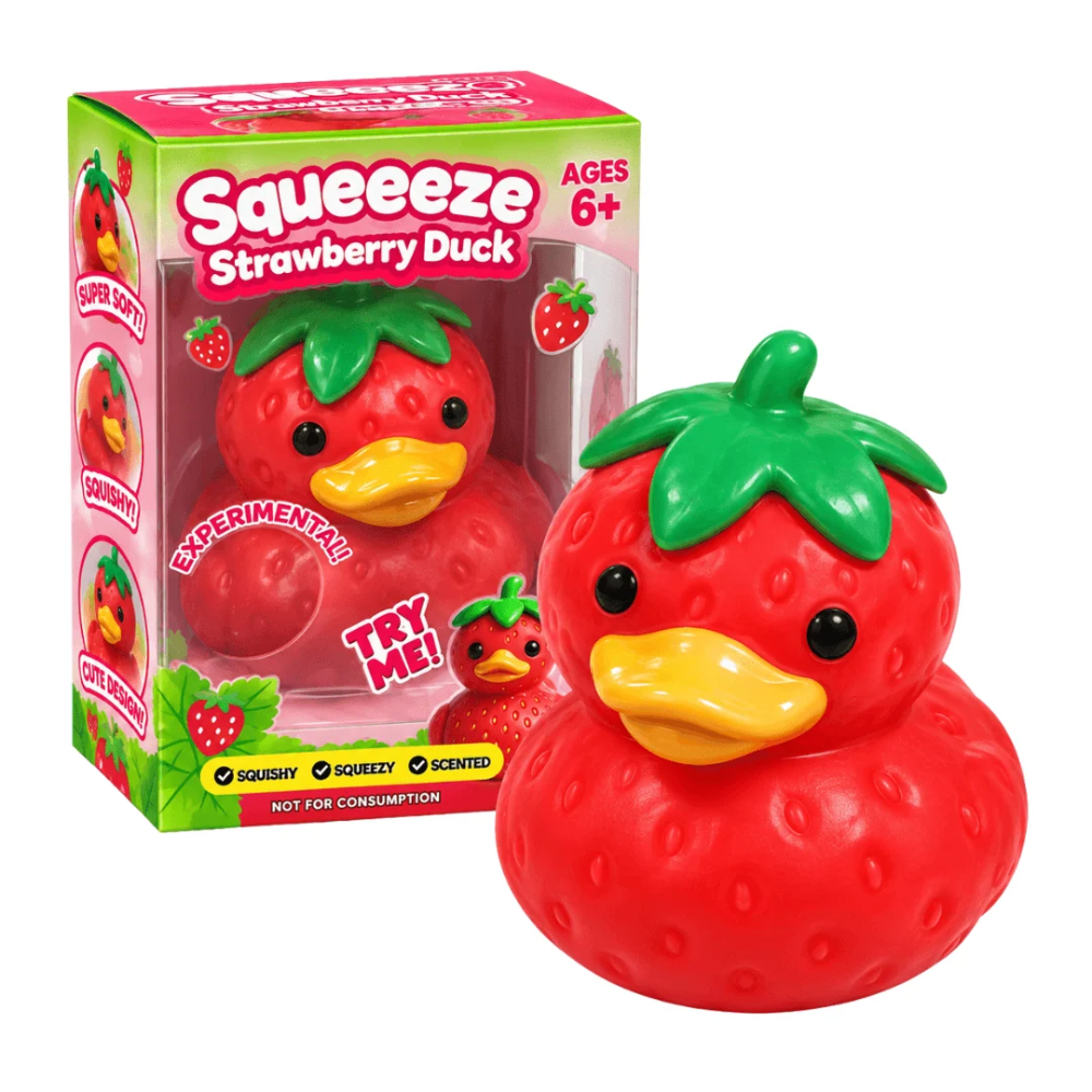 Squeeeze Squishy Strawberry Duck