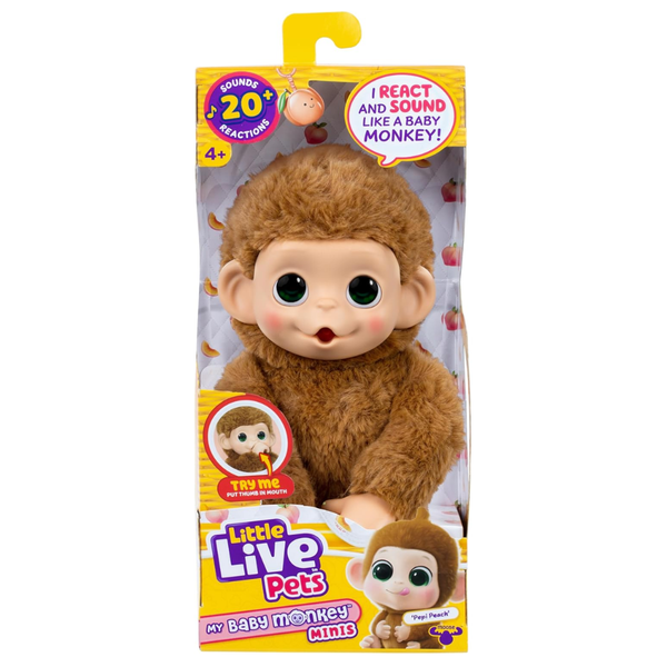 Little Live Pets Baby Monkey Minis Pepi Peach Interactive Pet Toy