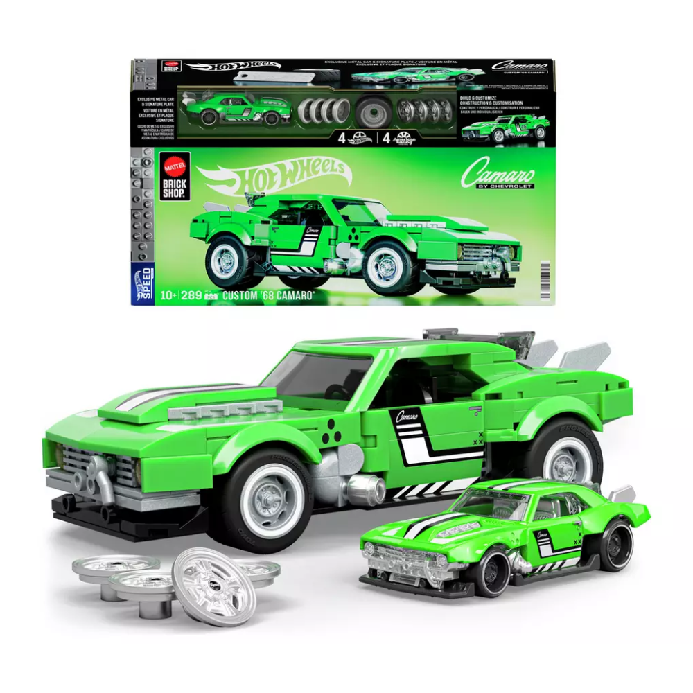 Mattel Brick Shop Hot Wheels CUSTOM '68 CAMARO Building Toy Kit (289 Pieces)