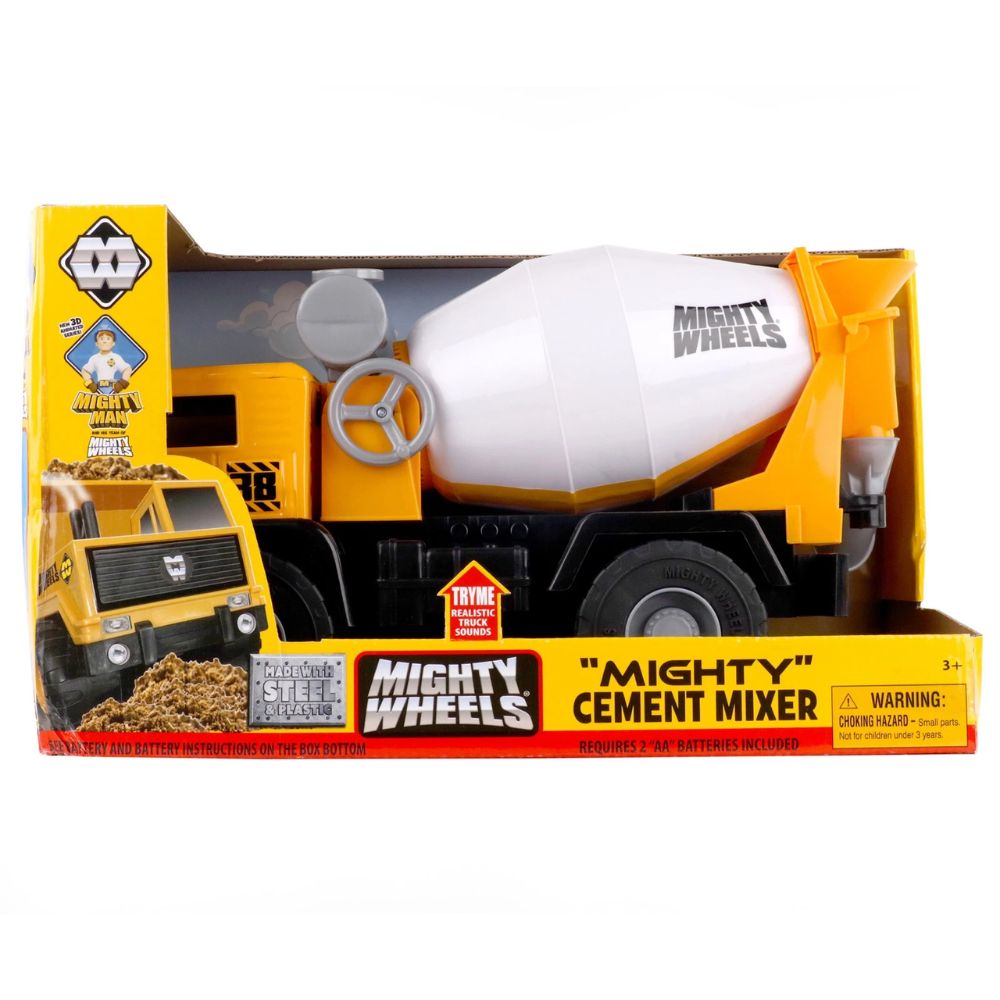 Mighty Wheels 16" Mighty Cement Mixer Truck - Sounds, Spinning Drum, Durable Toy