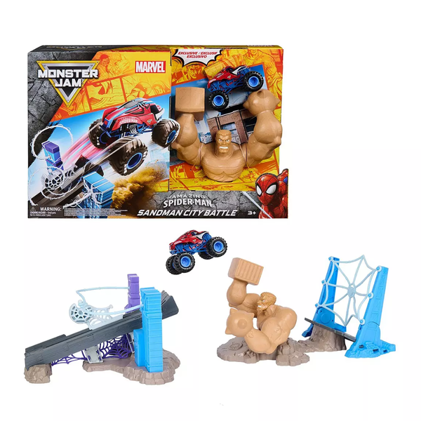 Monster Jam Spider-Man Sandman City Battle Playset