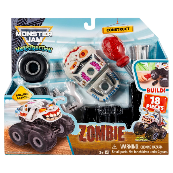 Monster Jam™ Zombie™ Monstruction Truck - 5-Inch Buildable Vehicle with 16 Pieces and Screwdriver