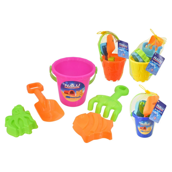 Nalu 5 Piece Small Beach Bucket Set Perfect For Beach Holidays Assorted