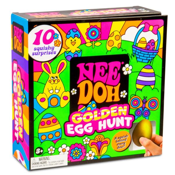 NeeDoh Golden Egg Hunt- Kids' Easter Fidget Toy Box with Mystery Doors