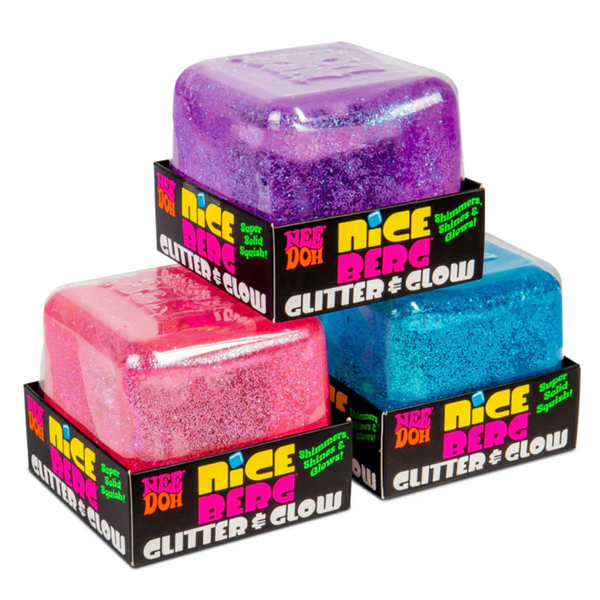 NeeDoh Nice Berg Glitter & Glow Squishy Toy Cube (One Supplied Randomly)