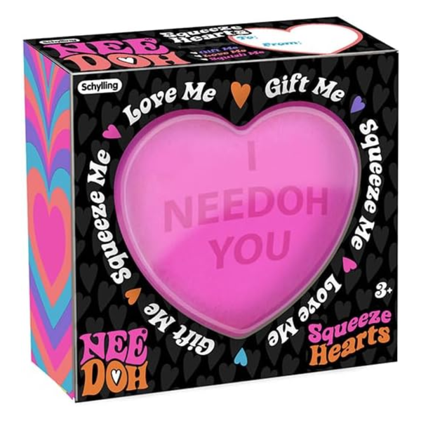 NeeDoh Squeeze Hearts Fidget Toy - Valentine's Day NeeDoh Stress Balls (One Random Supplied)