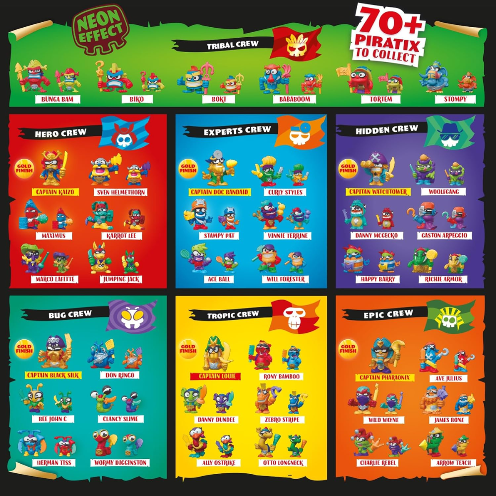 PIRATIX Adventure World Crazy Jungle Collection – Boîte de 12 Cages de la Jungle Surprises. Contient 1 Jungle Cage Surprise, 1 Piratix Surprise, 1 Accessoire, 1 Drapeau et 1 Trésor PIRATIX Adventure World Crazy Jungle Collection – Boîte de 12 Cages de la Jungle Surprises. Contient 1 Jungle Cage Surprise, 1 Piratix Surprise, 1 Accessoire, 1 Drapeau et 1 Trésor