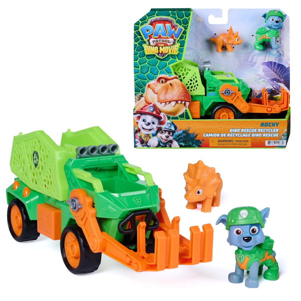 Paw Patrol The Dino Movie Rocky Dino Rescue Firetruck Toy Vehicle