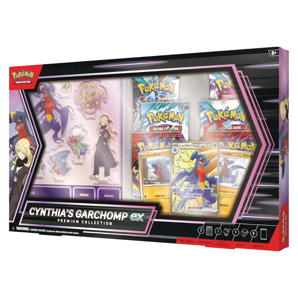 Pokemon TCG: Cynthia’s Garchomp ex Premium Collection - 6 Packs, Stickers, Promos
