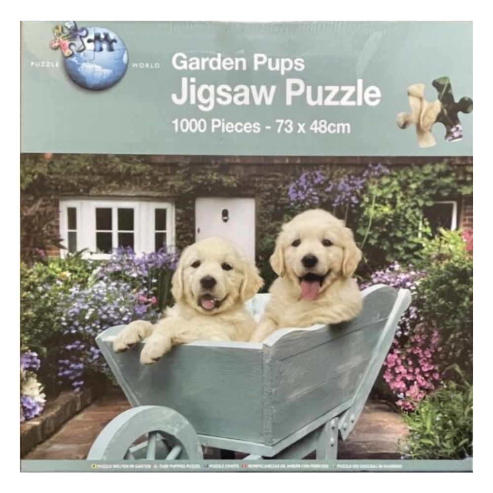 Puzzle World Garden Pups 1000 Piece Jigsaw Puzzle