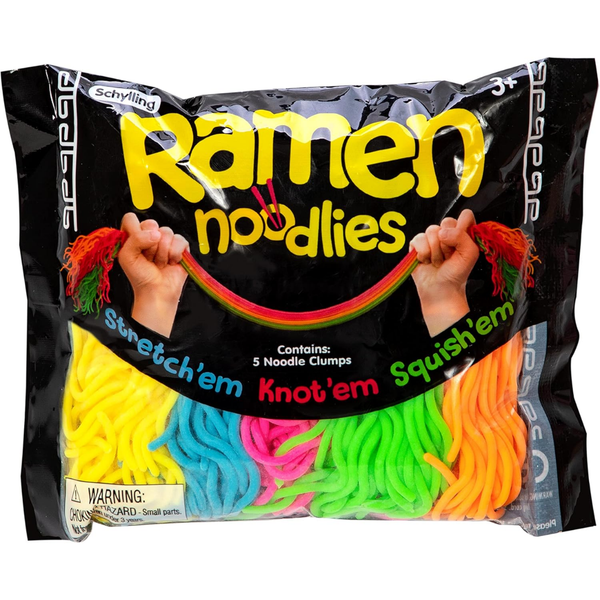 Nee Doh Ramen Noodlies Schylling Ramen Noodlies - 5 Fluorescent Stretchy Noodle Elastic Fidget Toys