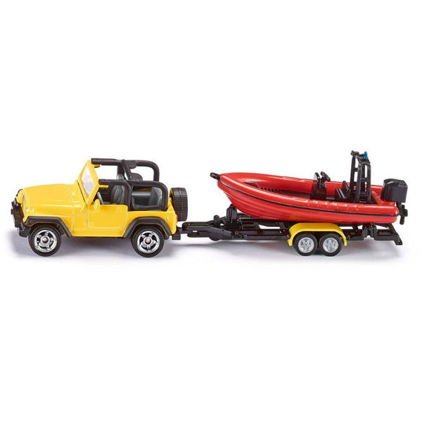 Siku 1658 Jeep with Boat – Die-Cast Model Vehicle Set