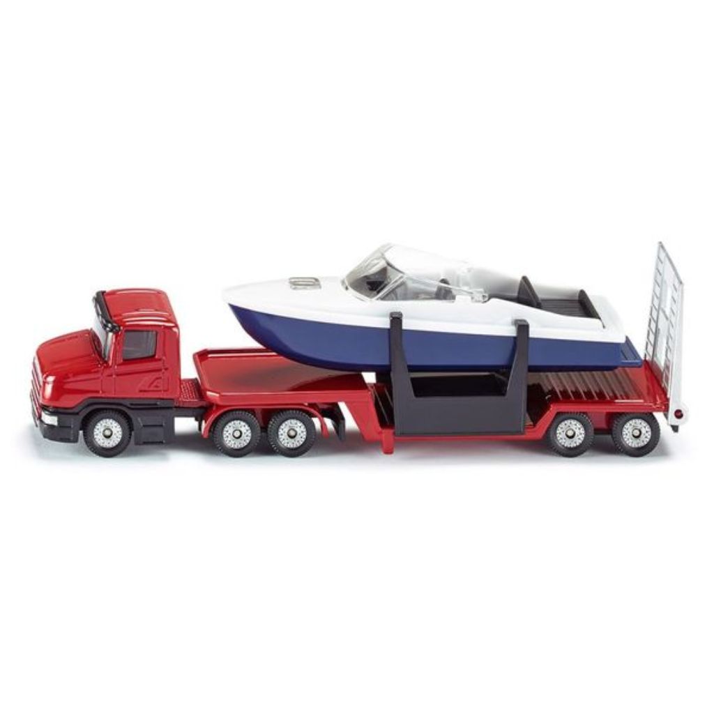 Siku 1613 Low Loader with Boat – Die-Cast Model Vehicle Set