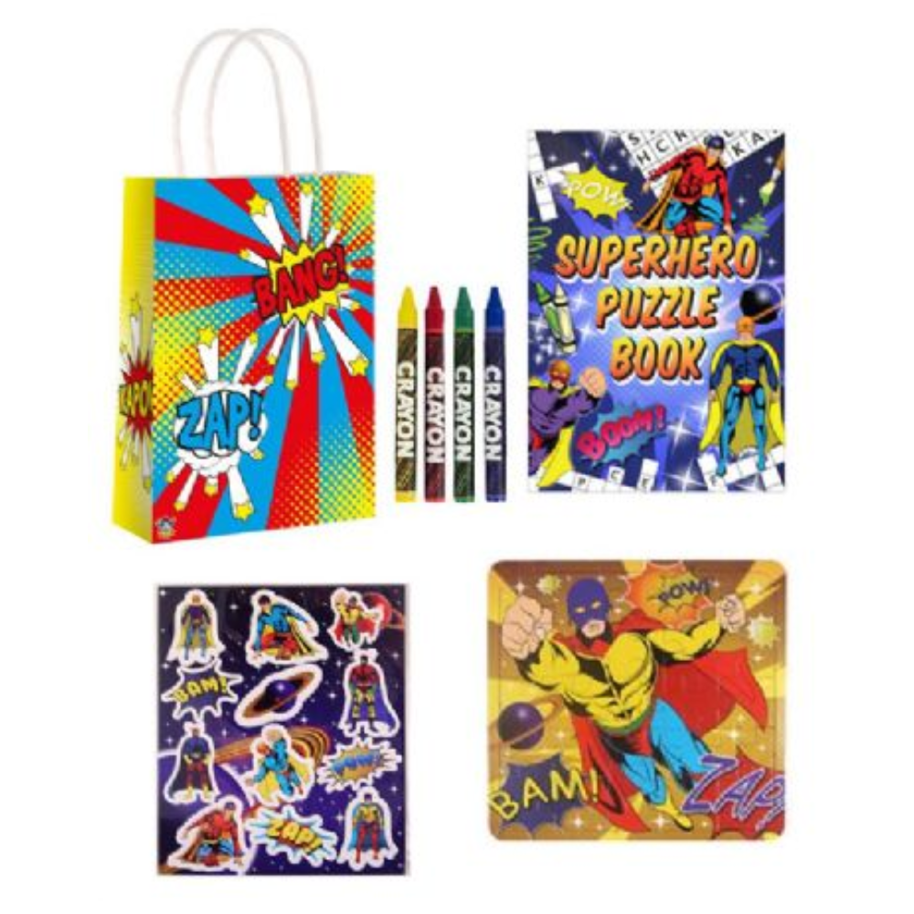 Single superhero filled paper party bag OPTION A