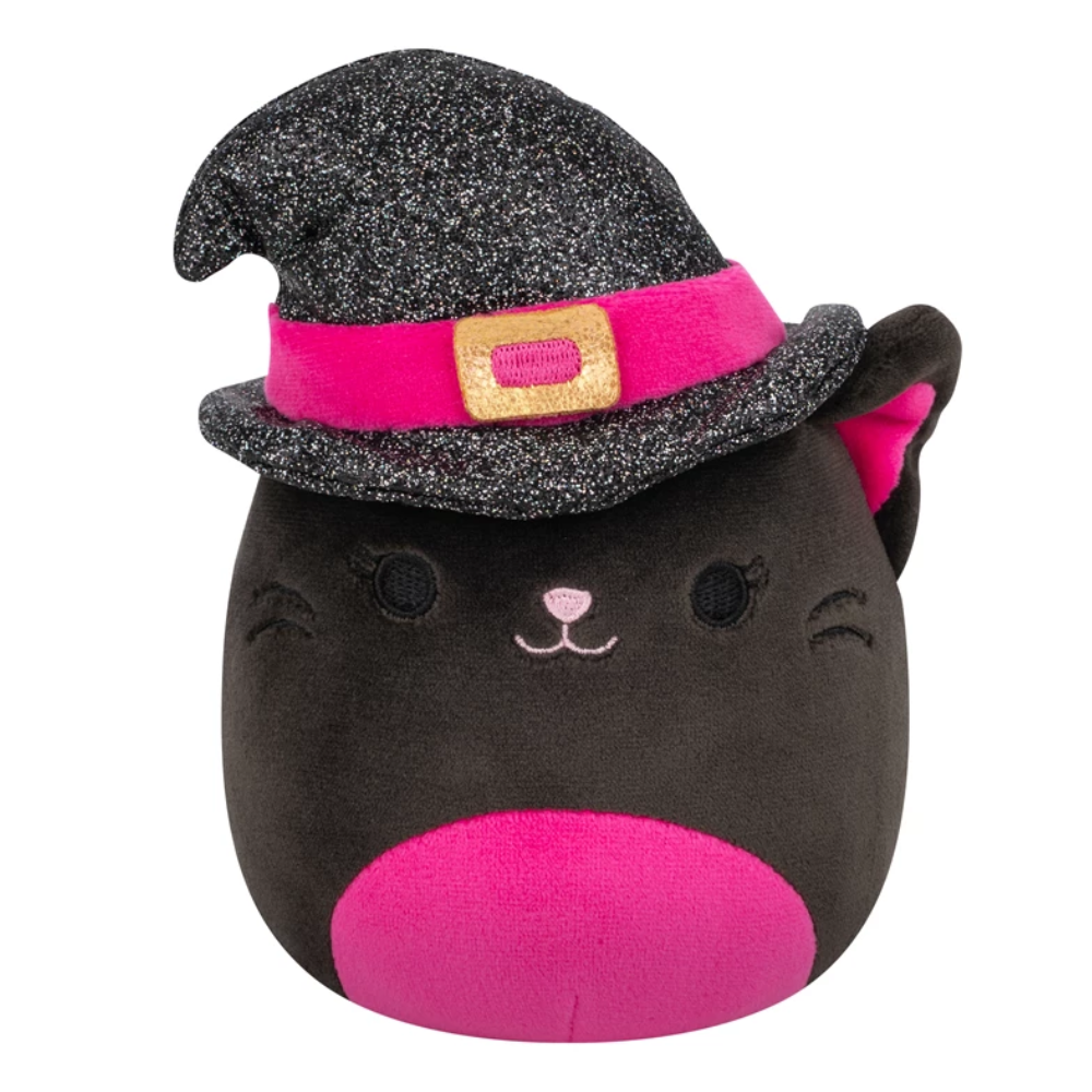Squishmallows 7.5" Catarina Black Cat With Hot Pink Belly And Sparkle Witch Hat Plush