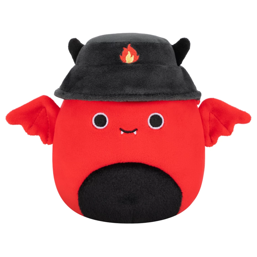 Squishmallows 7.5" Dante Red Devil With Black Fuzzy Belly And Bucket Hat Plush