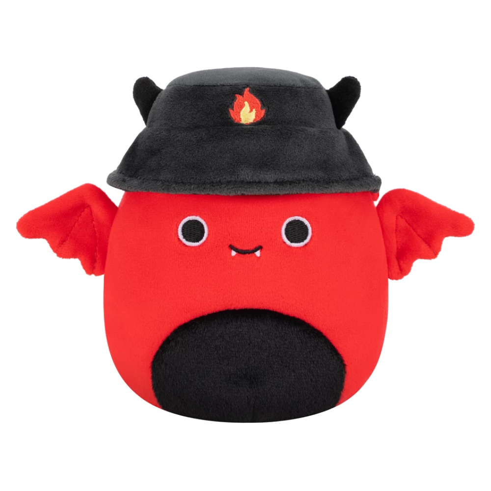 Squishmallows 7.5" Dante Red Devil With Black Fuzzy Belly And Bucket Hat Plush