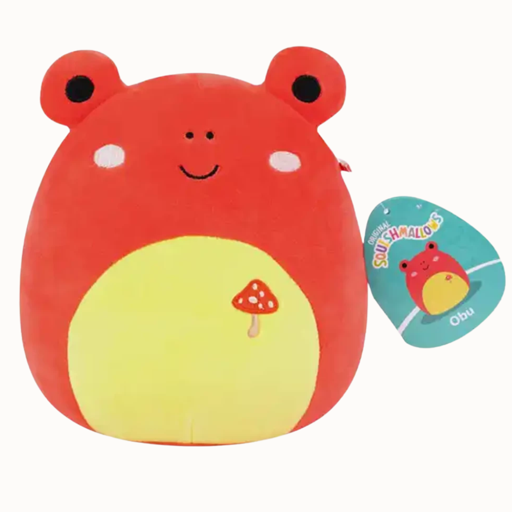 Squishmallows 7.5" Obu Red Tropical Frog With Mushroom Embroidery Plush