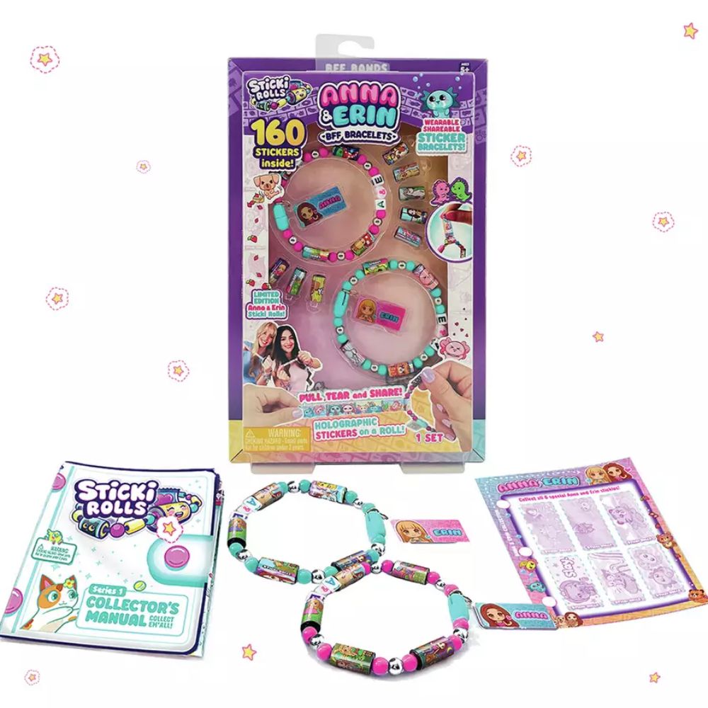 Sticki Rolls Anna & Erin BFF Pack Wearable Sticker Friendship Bracelets Collectable Toys