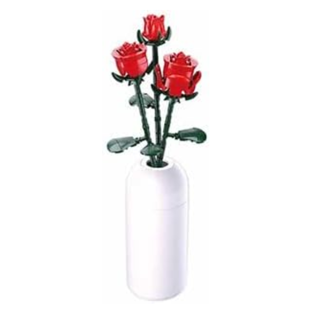 Stuban Building Block Flower Set with Roses and Vase