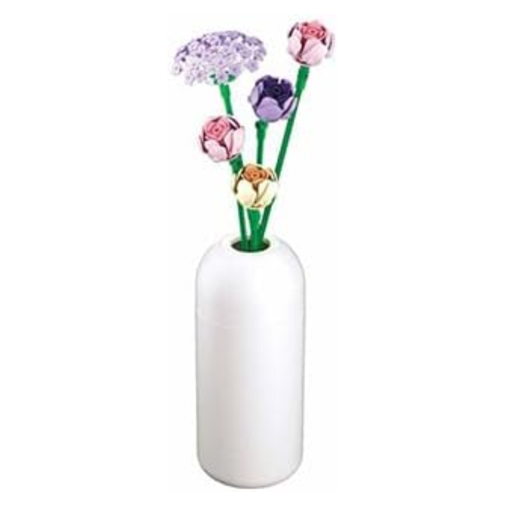 Stuban Building Block Flower Set with Vase Coloured Roses and Sunflower