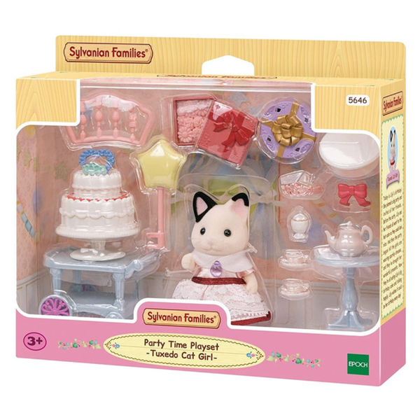 Sylvanian Families 5646 Party Time Playset Tuxedo Cat Girl