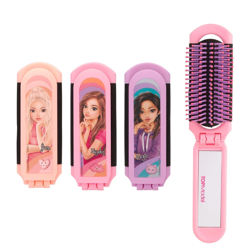 TOPModel Folding Hairbrush with Mirror