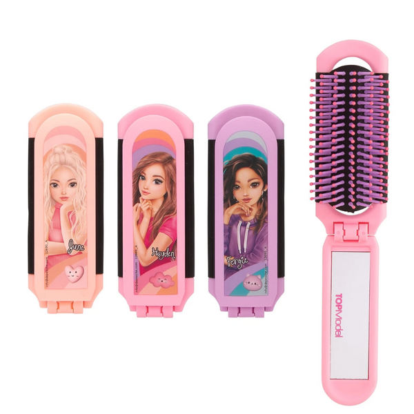 TOPModel Folding Hairbrush with Mirror