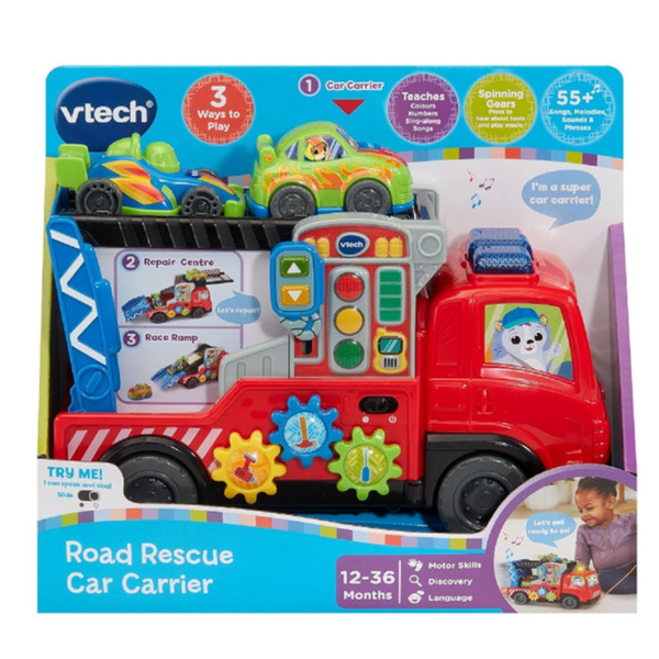 Vtech Road Rescue Car Carrier Childrens Red Activity Truck