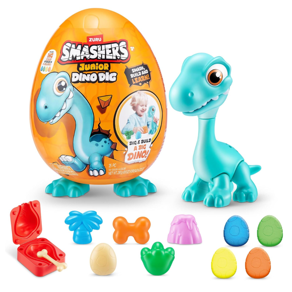 Smashers Junior Dino Dig Large Egg (Raptor) 12+ Surprises Compounds Mold Dinosaur Preschool Toys for Kids