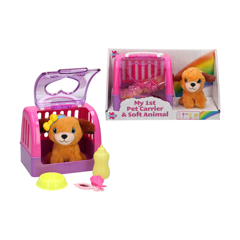 Soft Dog with Pet Carrier and accessories